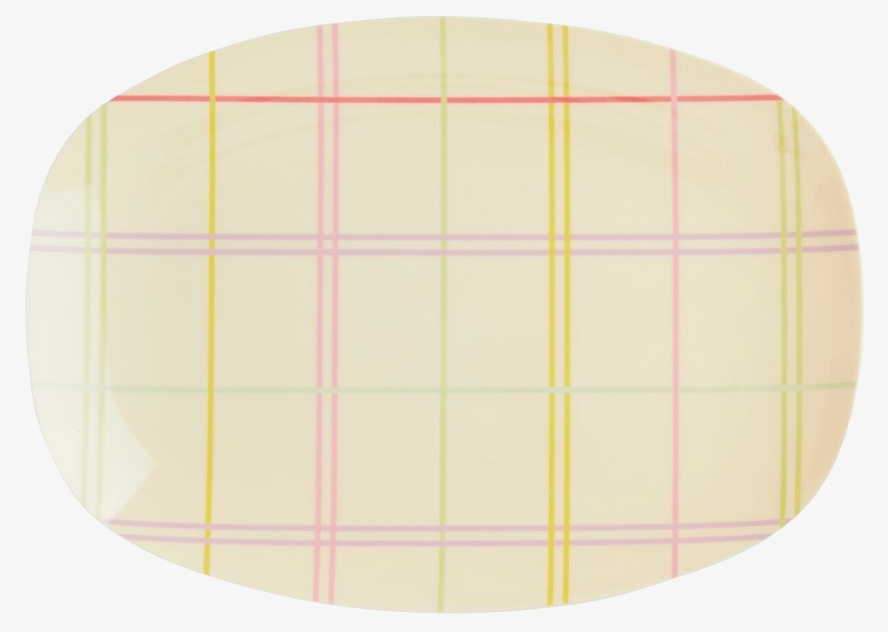 Liten Tallrik Multicolored Check Print från Rice, färgglad