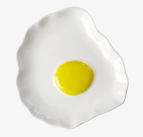 Liten Tallrik Stekt Ägg från Rice med lekfull design