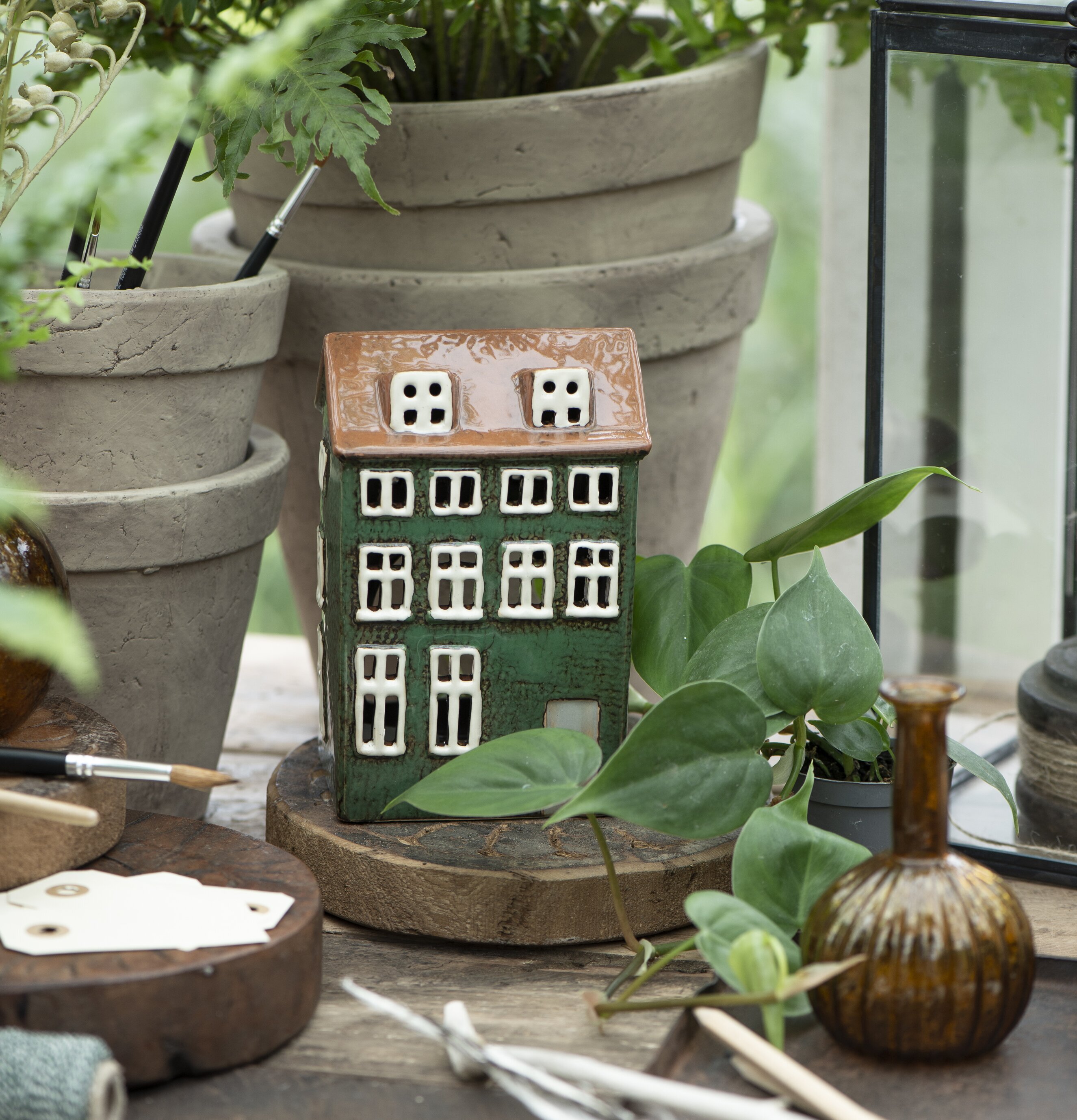 Ljuslykta Nyhavn Grön från IB Laursen på träplatta