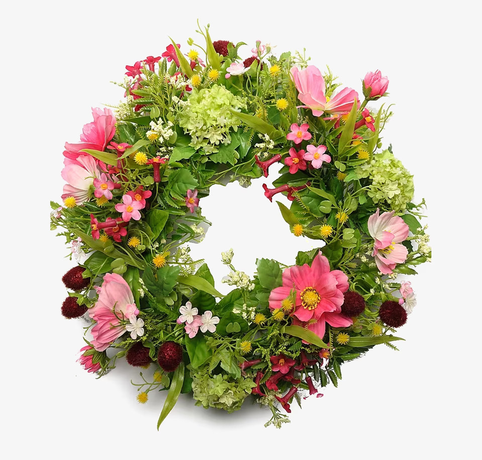 Blomsterkrans Rosa 34 Cm från Mr Plant med rosa blommor