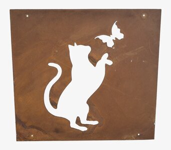 Skylt Katt Rost (armeringsnät) från Lind Decoration