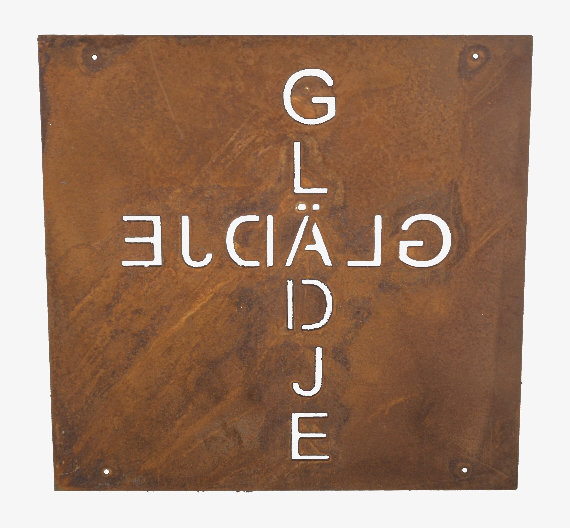 Skylt Glädje Rost (armeringsnät) från Lind Decoration