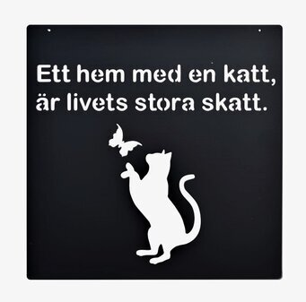 Plåtskylt Katt Svart 2:a Handssortering från Lind Decoration