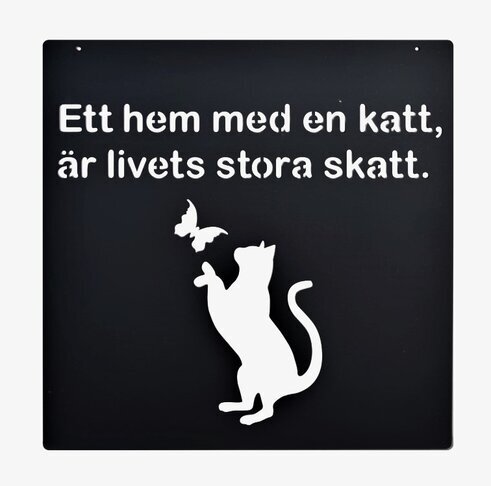 Plåtskylt Katt Svart 2:a Handssortering från Lind Decoration