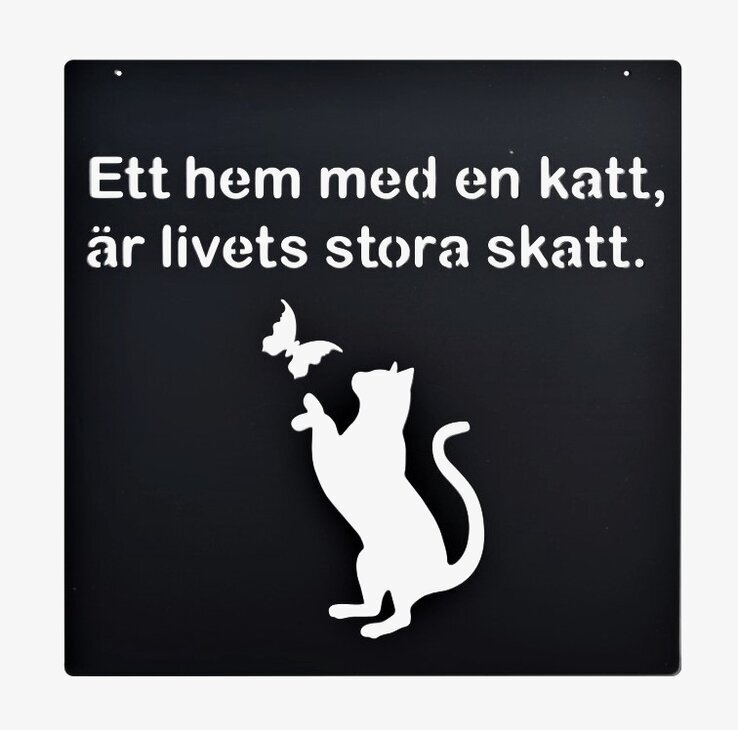 Plåtskylt Katt Svart 2:a Handssortering från Lind Decoration