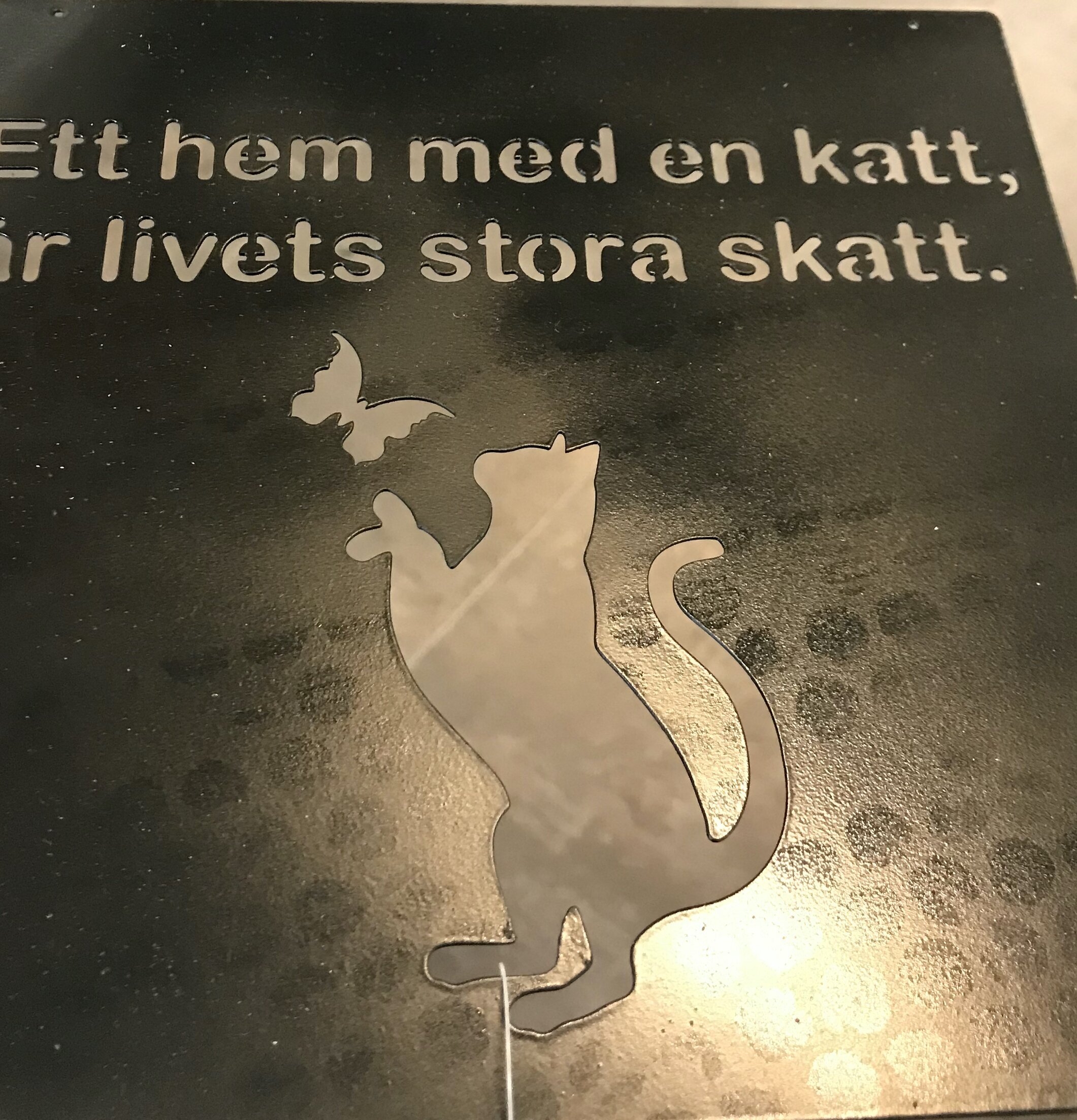 Plåtskylt Katt Svart 2:a Handssortering från Lind Decoration