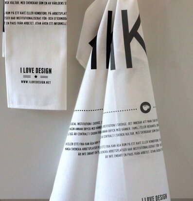 Kökshandduk FIKA Grå från I Love Design hänger på krok