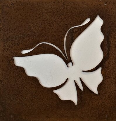 Skylt Fjäril Rost (armeringsnät) från Lind Decoration