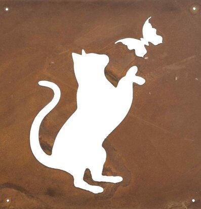 Skylt Katt Rost (armeringsnät) från Lind Decoration