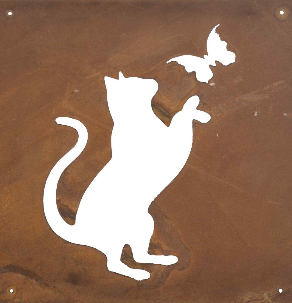 Skylt Katt Rost (armeringsnät) från Lind Decoration