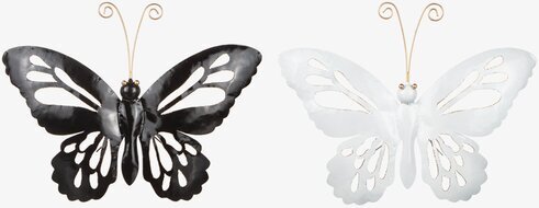 Fjäril Vägg Hamrad Plåt från Different Design i svart och vitt
