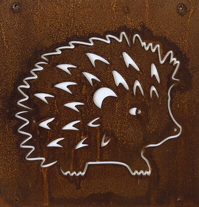 Skylt Igelkott Rost (Armeringsnät) från Lind Decoration