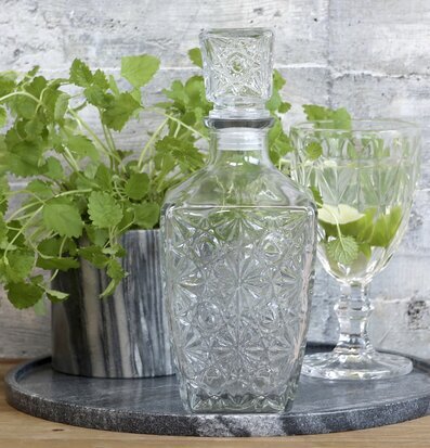 Glaskaraff Med Blomstermönster Chic Antique Kannor Tekannor (ej termos) Cooler tank med kran Glasburkar Vinboxar Glasflaskor