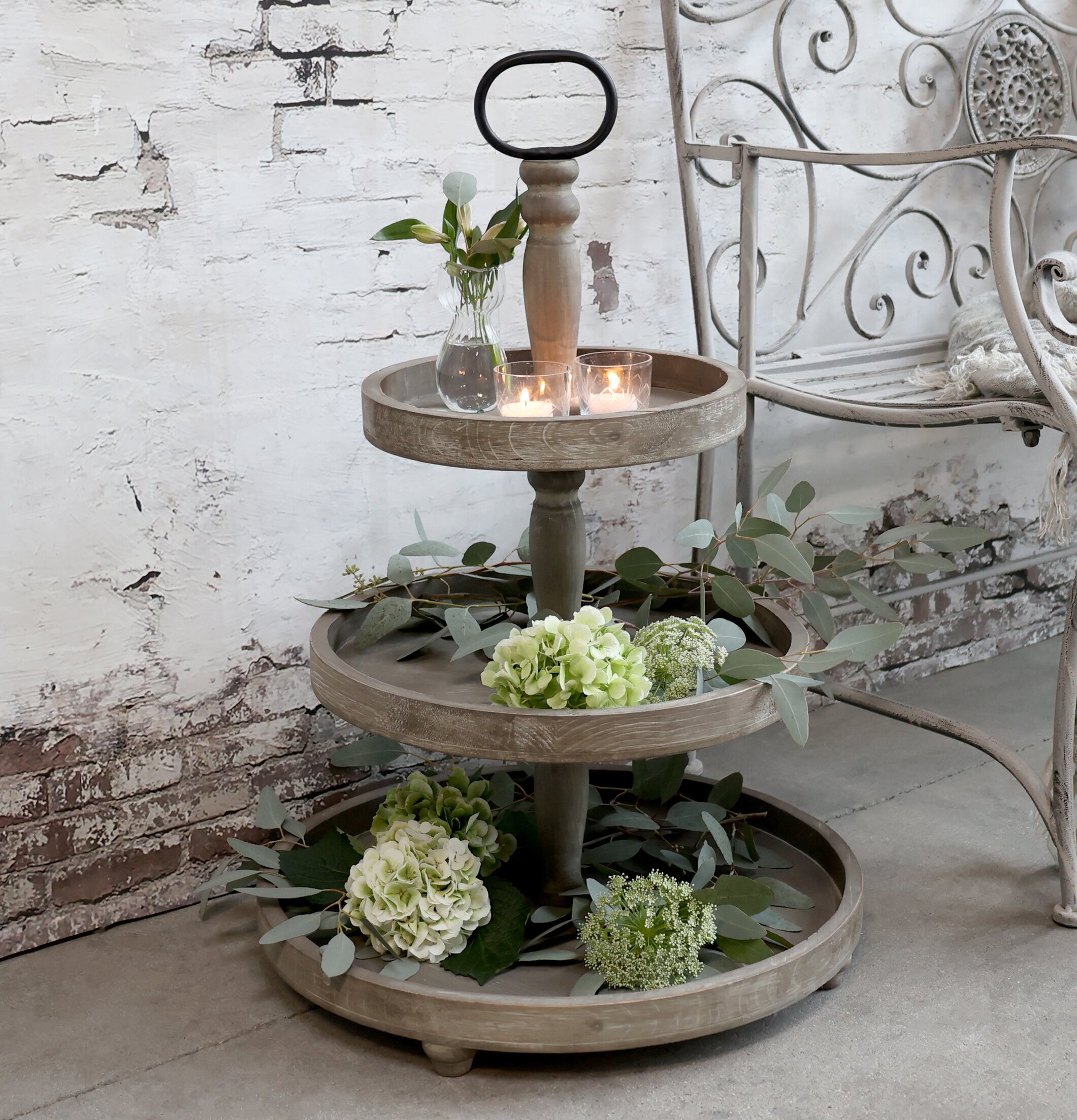 Våningsfat 3 Brickor Antik Natur från Chic Antique med dekor