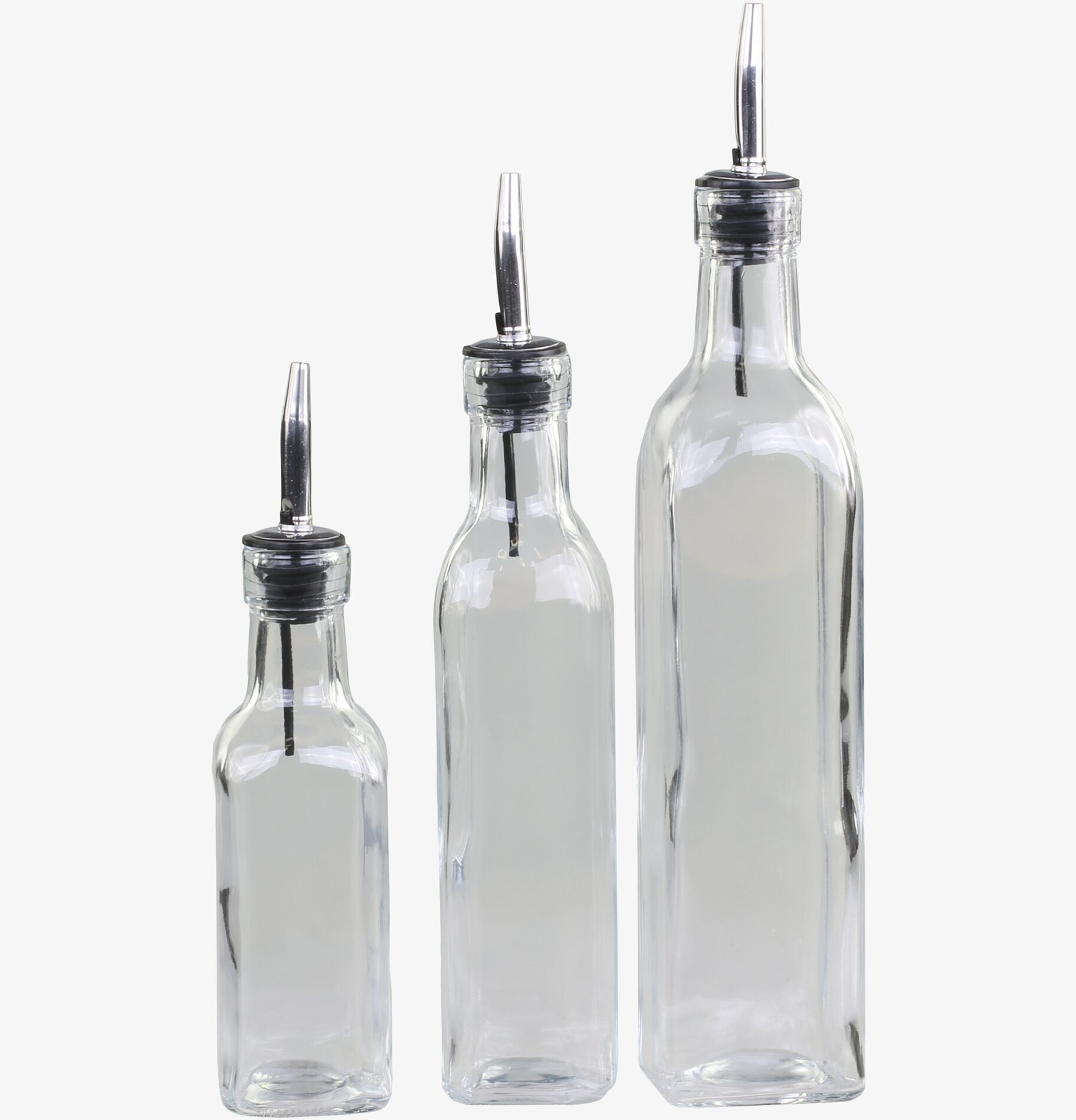 Olje/Vinäger Flaskor Set/3 från Chic Antique i olika storlekar