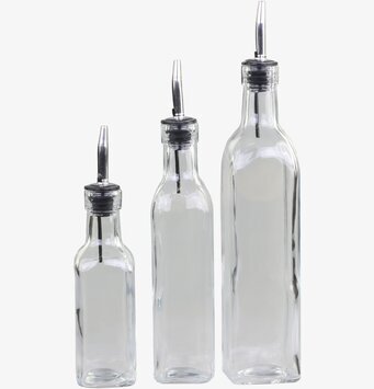 Olje/Vinäger Flaskor Set/3 från Chic Antique i olika storlekar