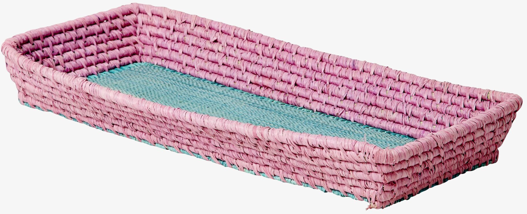 Brödkorg Raffia från Rice i rosa och blått raffiafiber