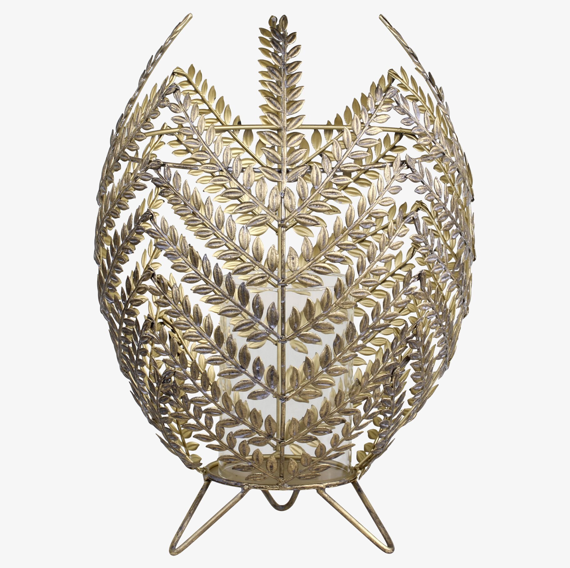 Lanterna Bord Antik Mässing från Chic Antique med lövmönster