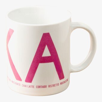 Mugg FIKA Rosa från I Love Design, vit med rosa text