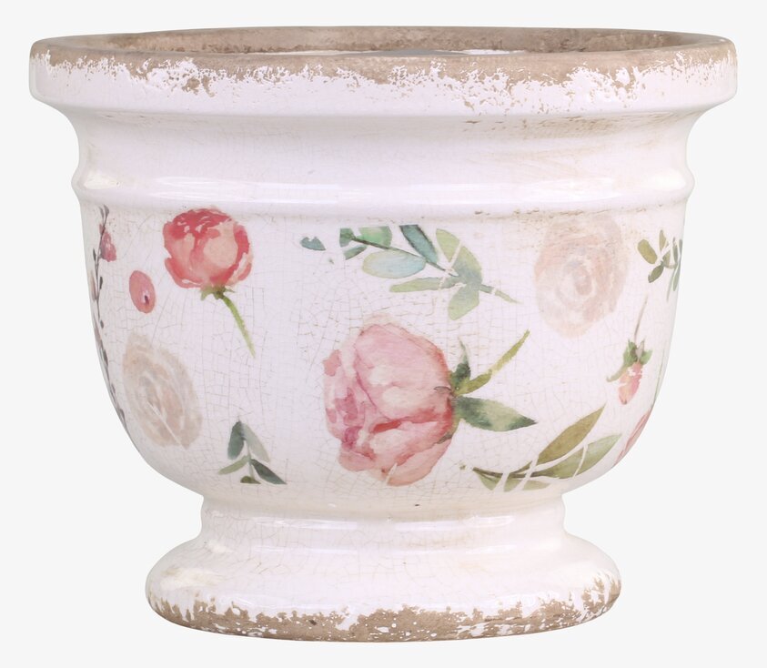 Étel Kruka Blomster Rosa/Antik Creme Ø20 från Chic Antique