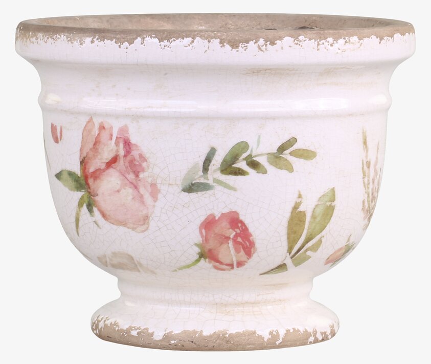 Étel Kruka Blomster Rosa/Antik Creme Ø14.5 från Chic Antique