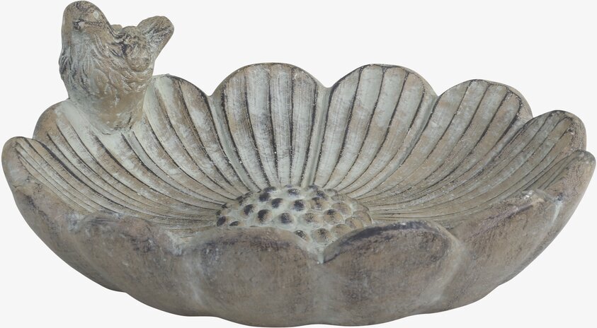 Fågelbad Blomma Med Fågel från Chic Antique i antik finish