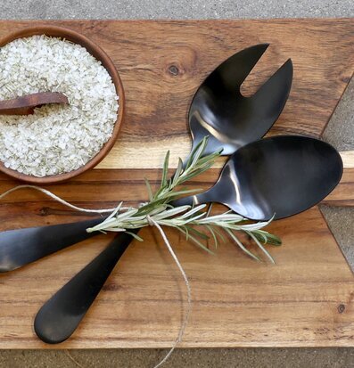Salladsbestick Nordique Svart Chic Antique Salladsskedar