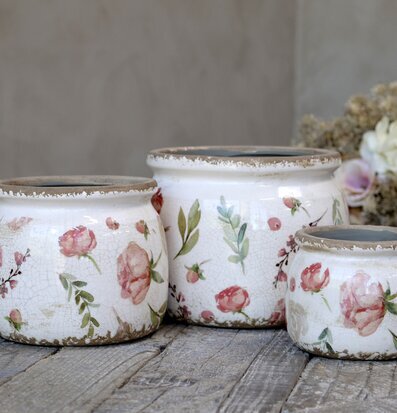 Étel Kruka Blomster Rosa/Antik Creme Ø20 från Chic Antique