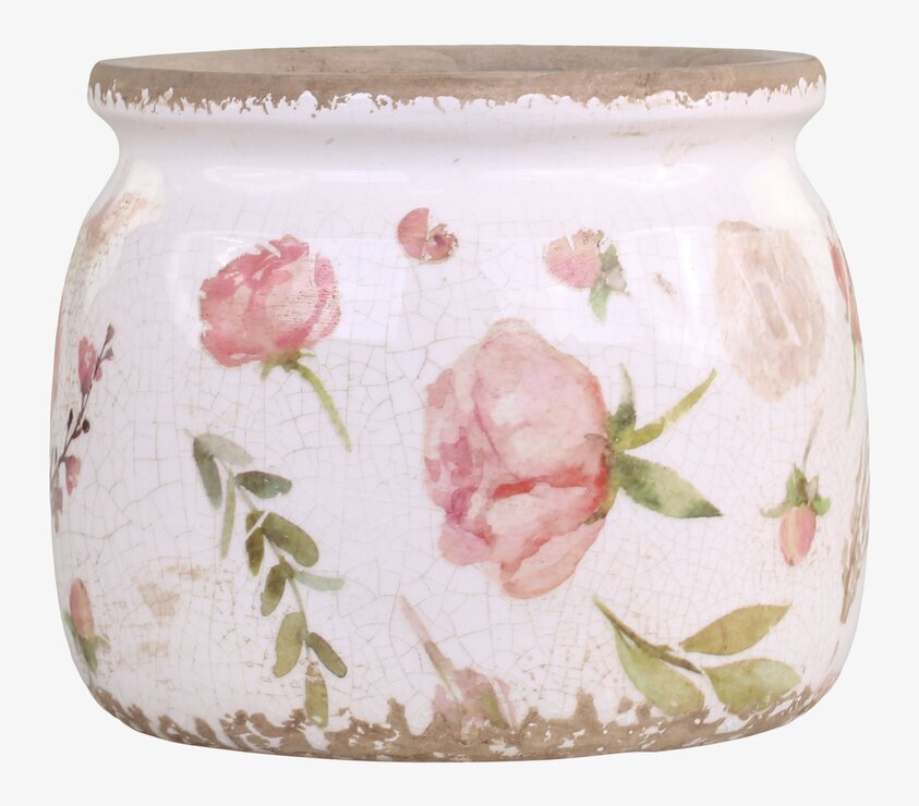 Étel Kruka Blomster Rosa/Antik Creme Ø15.5 från Chic Antique