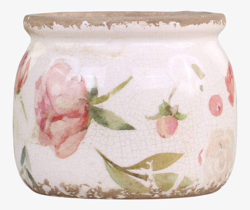 Étel Kruka Blomster Rosa/Antik Creme Ø12 från Chic Antique