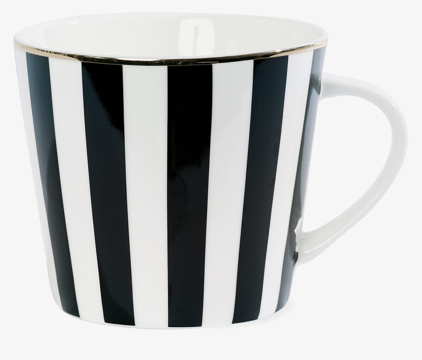 Kaffemugg Black Stripe från Miss Etoile med randigt mönster