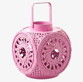 Ljuslykta Rosa från Rice med utskurna mönster och handtag