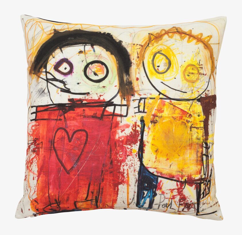 Kuddfodral Du & Jag från Poul Pava med färgglada figurer