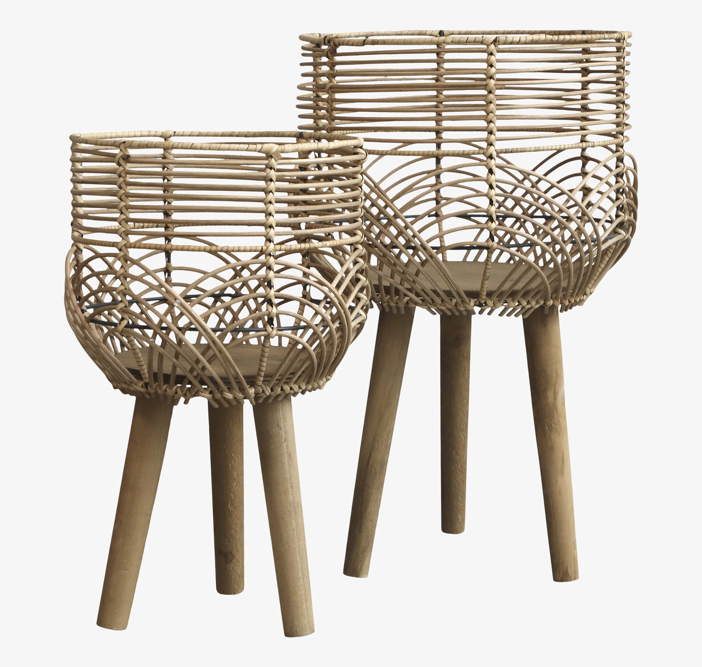 Kruka Flätad Rotting Set/2 från Chic Antique på tre ben