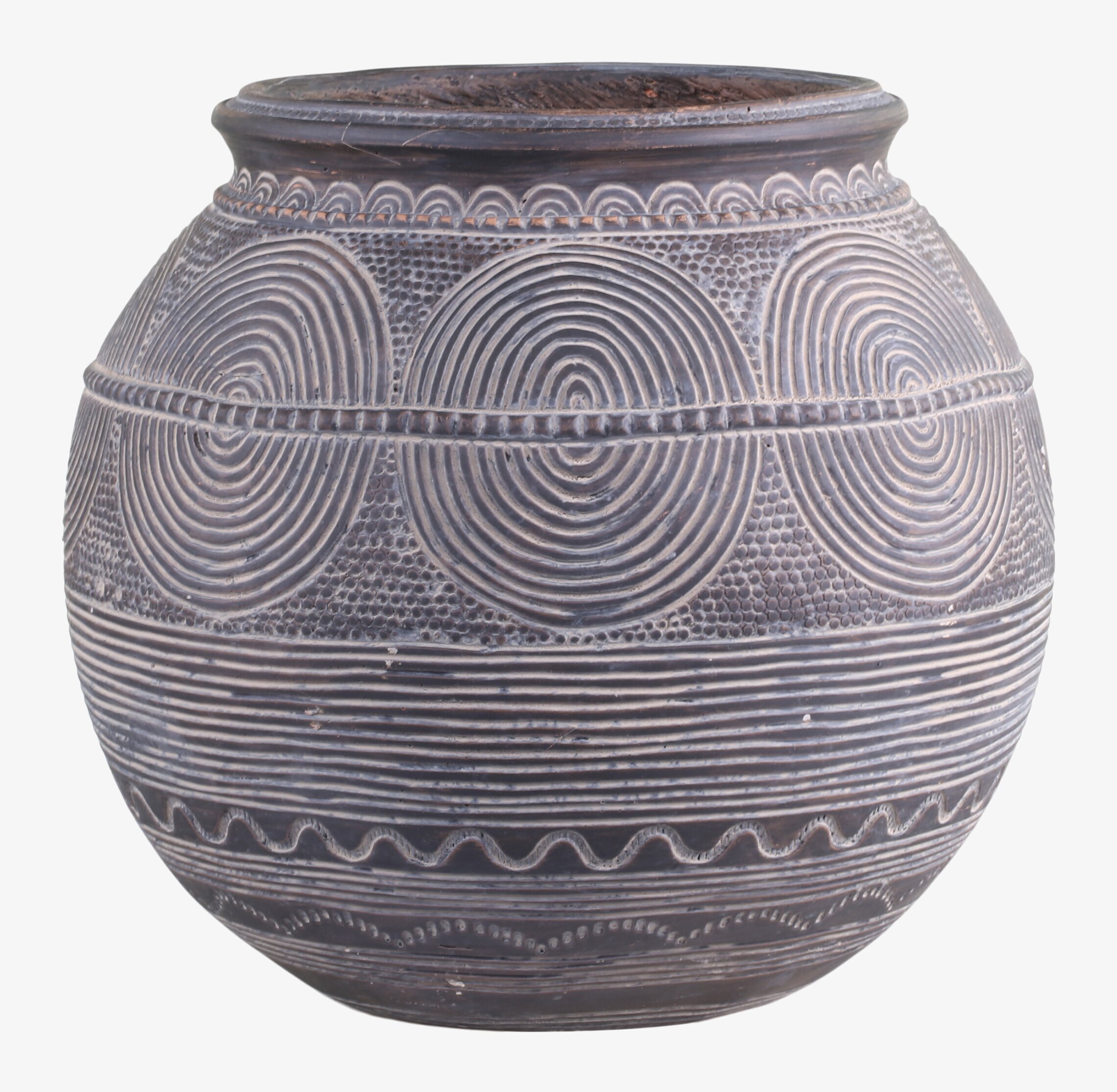 Rund Vas Med Mönster Antique Grey från Chic Antique