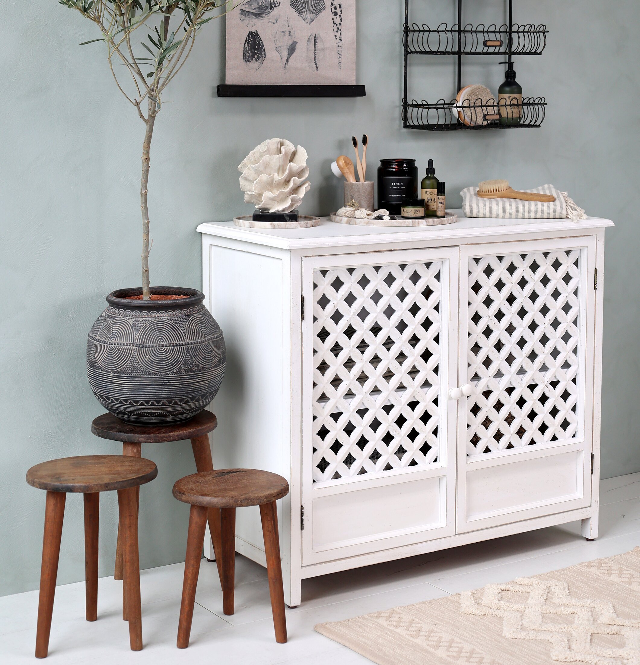 Rund Vas Med Mönster Antique Grey från Chic Antique