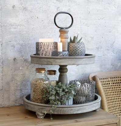 Våningsfat 2 Brickor Antik Natur från Chic Antique med ljus