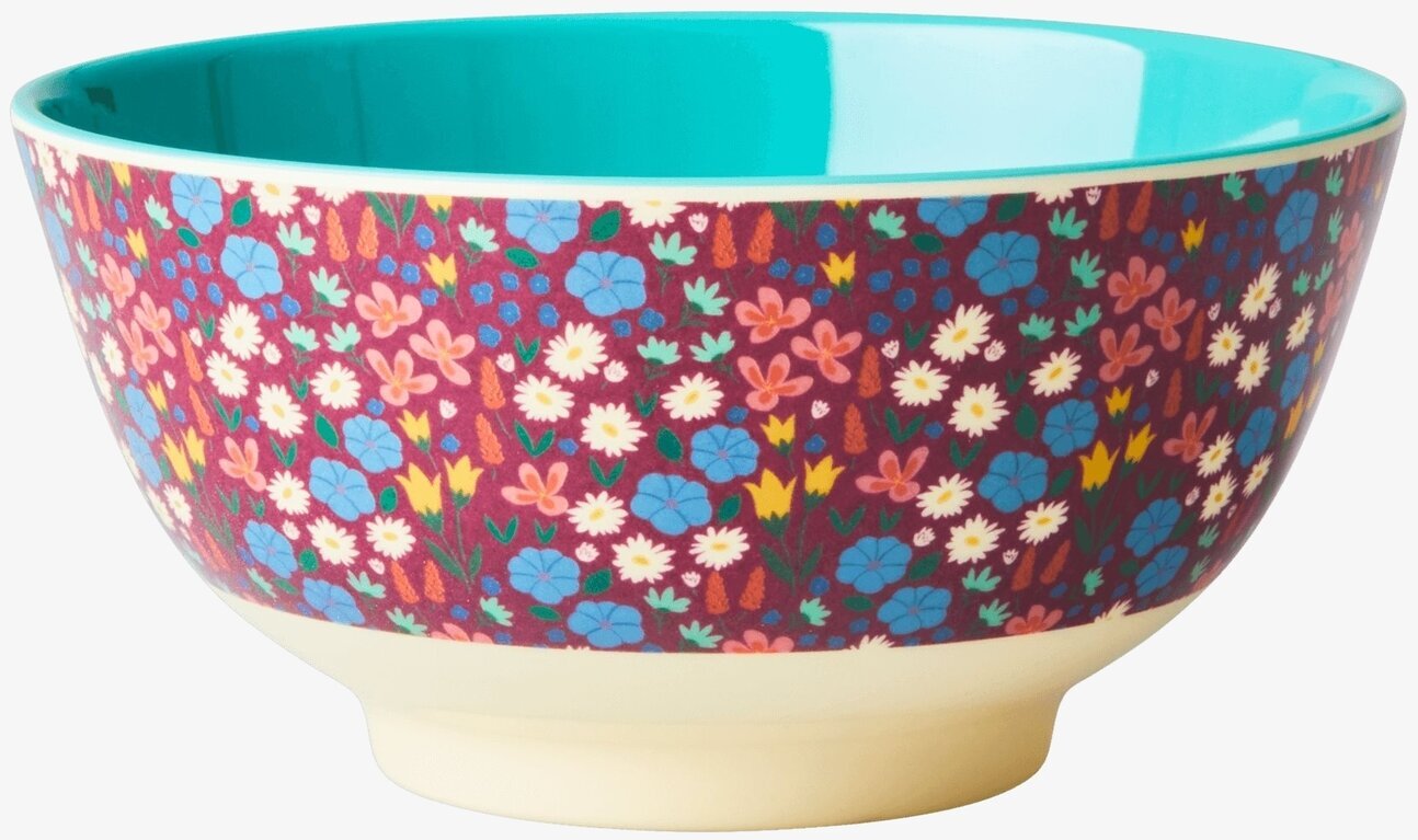 Skål Poppies Print från Rice med färgstarkt blommönster