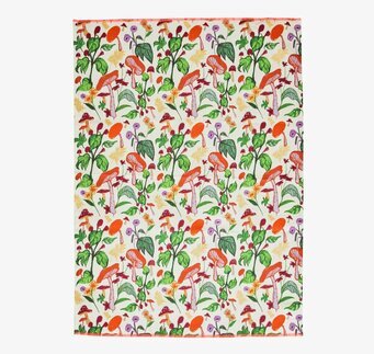 Kökshandduk Mushroom Print från Rice med färgglada svampar