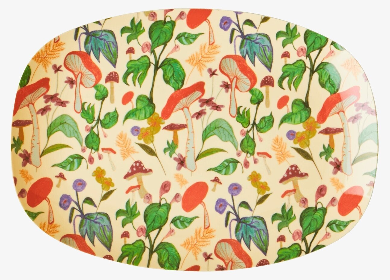 Liten Tallrik Mushroom Print från Rice med färgglada svampar