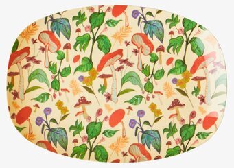 Liten Tallrik Mushroom Print från Rice med färgglada svampar