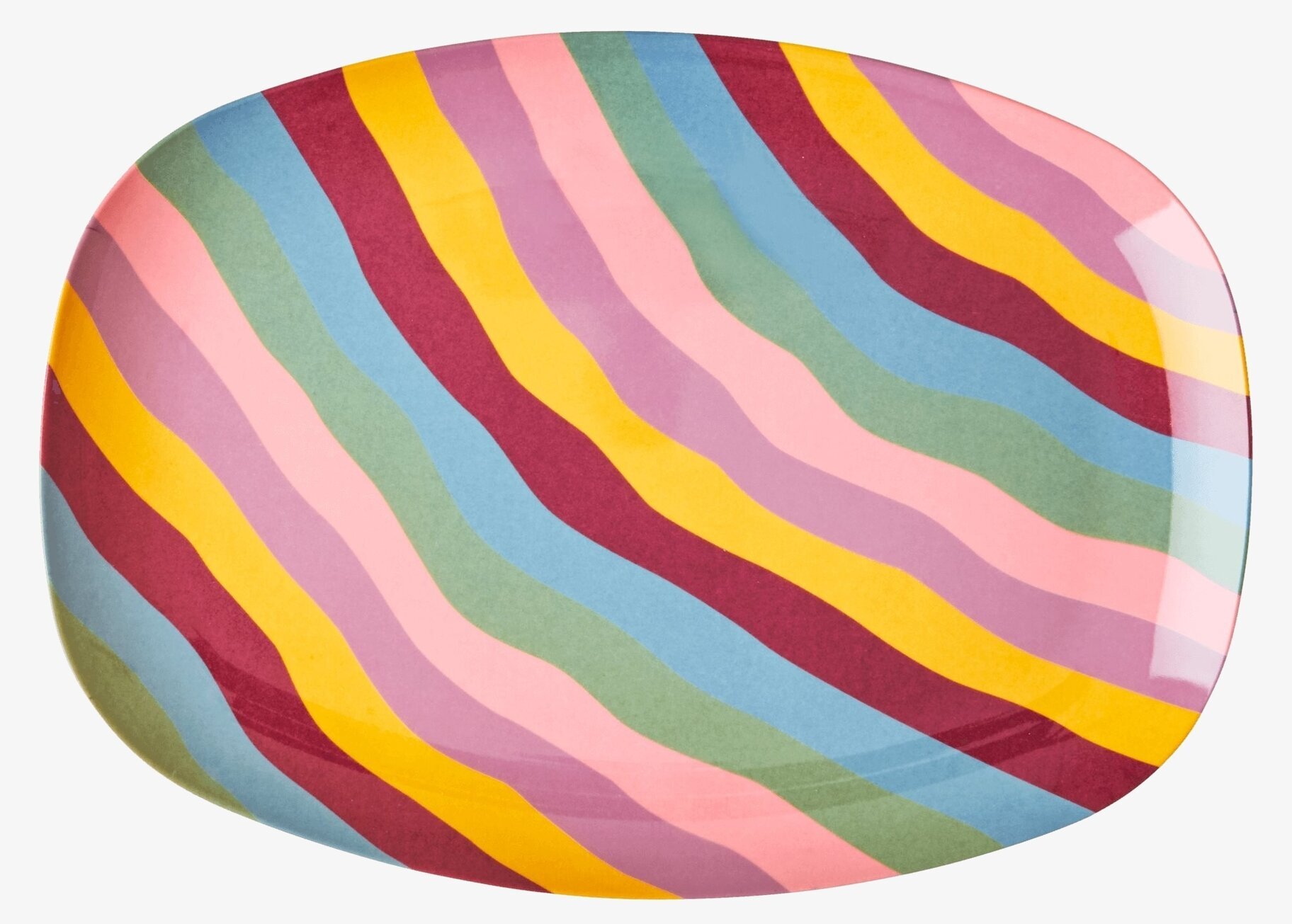 Tallrik Yellow Funky Stripes Print från Rice, färgglad design