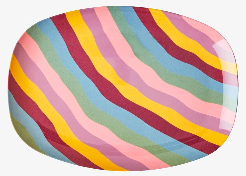 Tallrik Yellow Funky Stripes Print från Rice, färgglad design