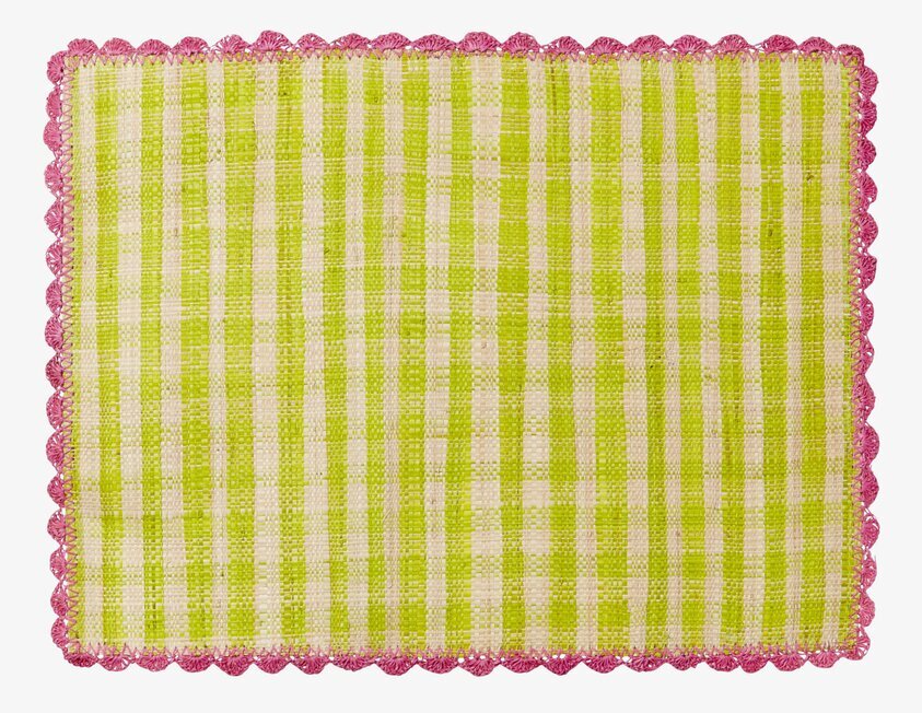 Bordstablett Natural Check från Rice med rutigt mönster