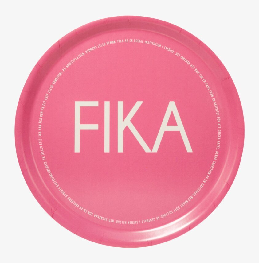 Bricka FIKA Rosa från I Love Design, rund och stark rosa