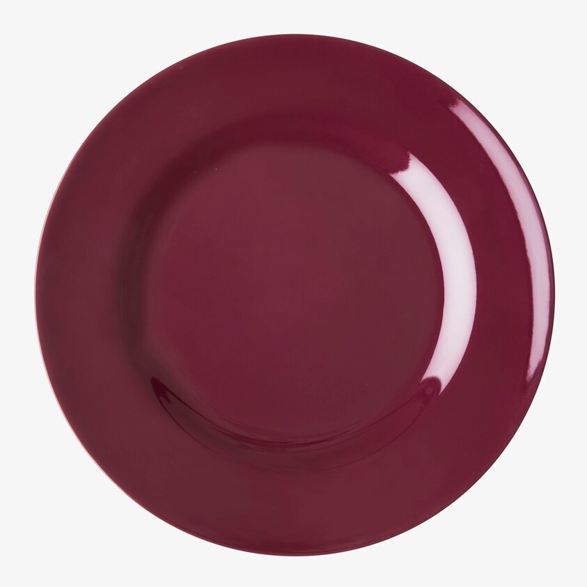 Assiett Maroon från Rice med djup färg och glansig yta