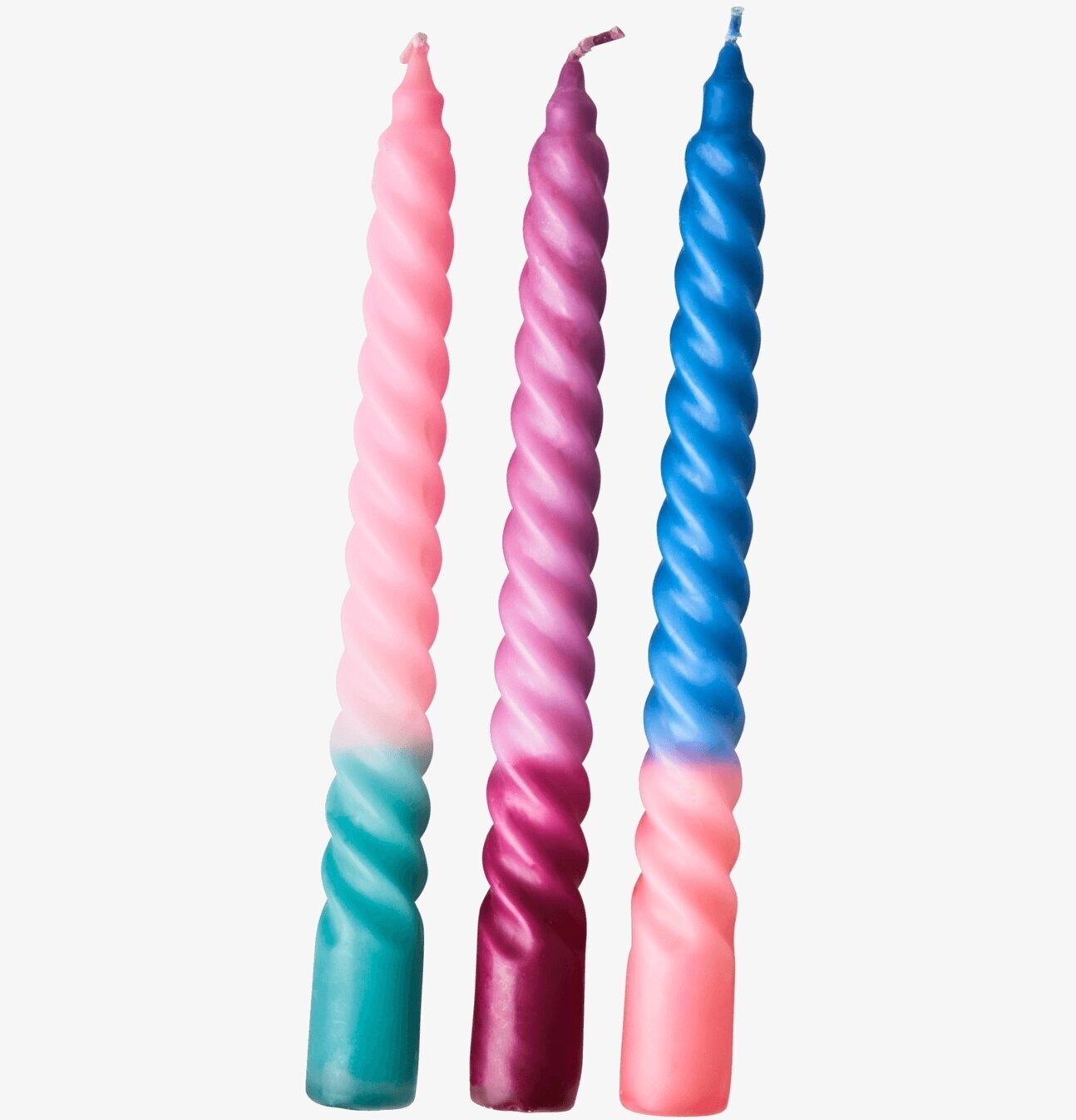 Twisted Candles Dance Out Colors från Rice, färgglada ljus