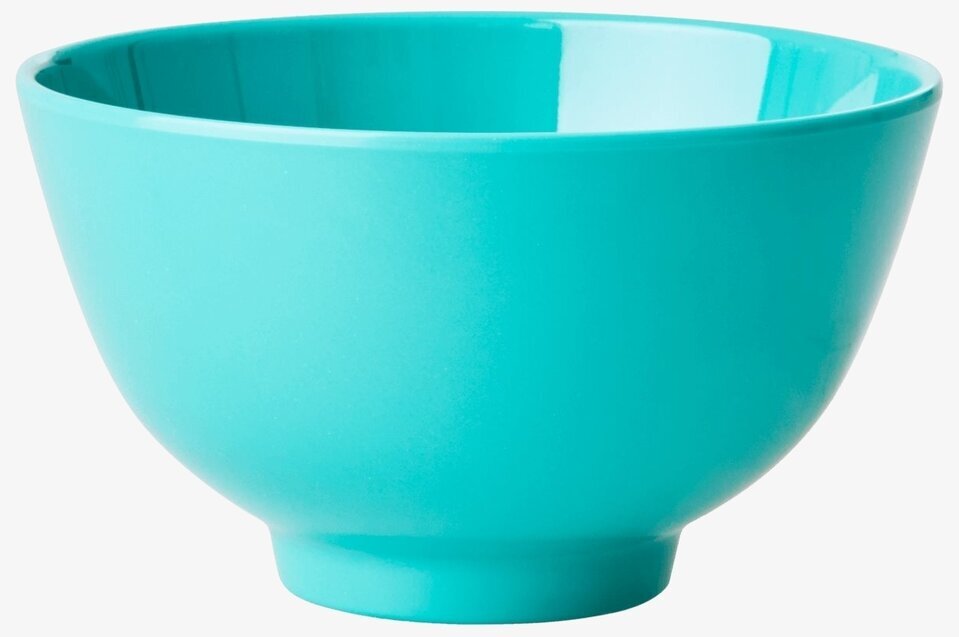 Skål Melamin Small från Rice i turkos färg på vit bakgrund