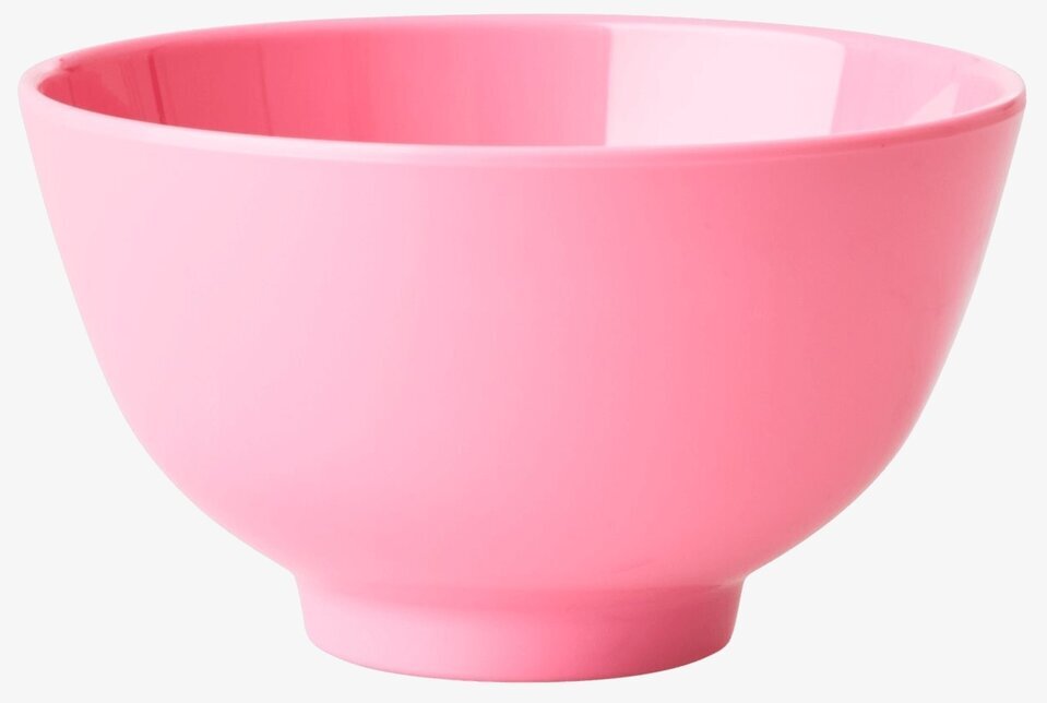 Skål Melamin Small från Rice i ljusrosa färg, på vit bakgrund
