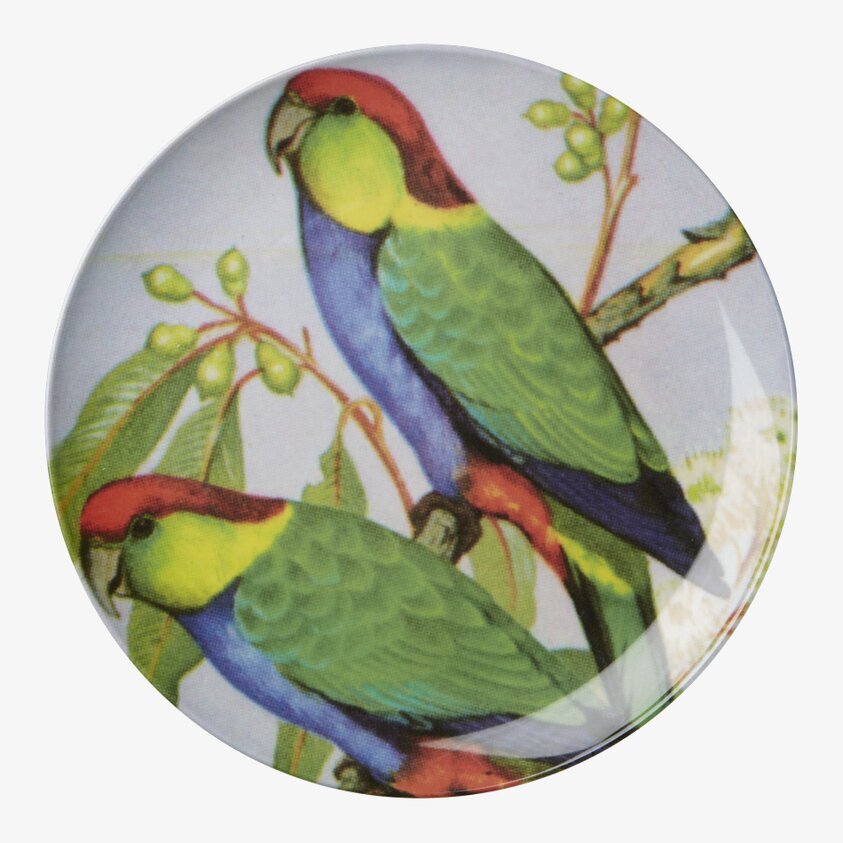 Tallrik Vintage Bird från Rice med färgglada fåglar på gren